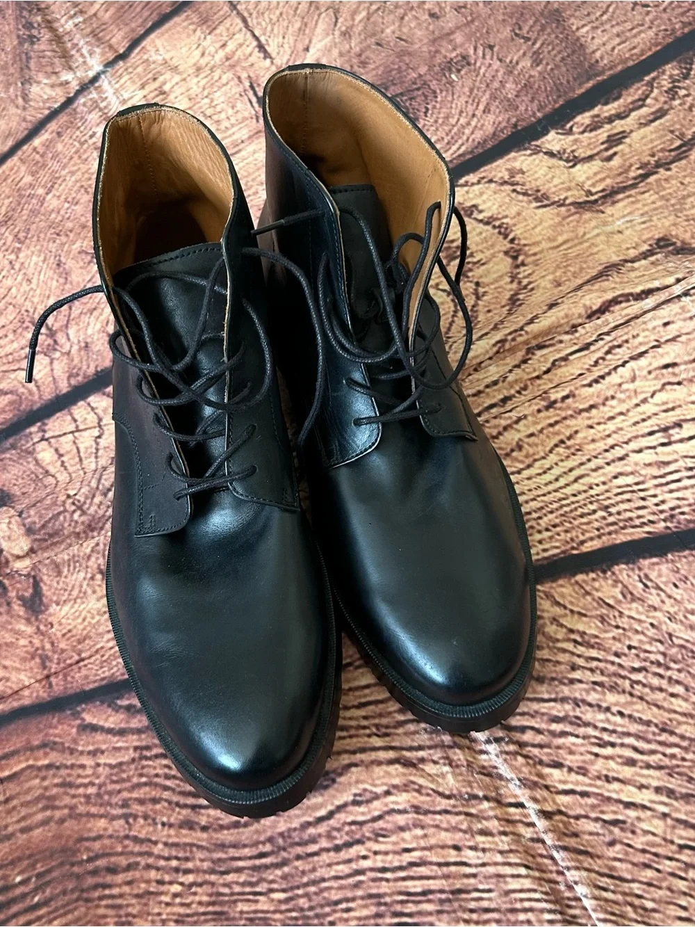 Dunross and Sons Samuel Mens Leather Plain Toe Lace Up Ankle Boots Size 10